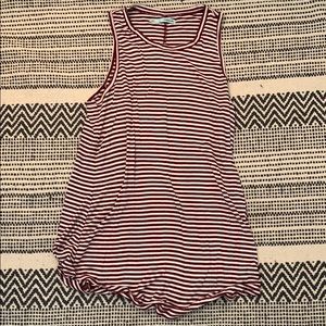 Maroon and white striped shirt